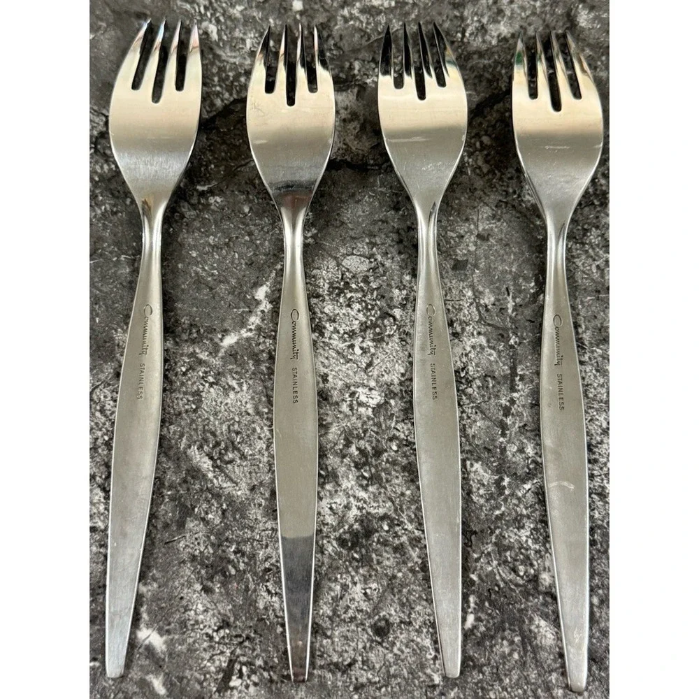 Oneida Community VENETIA Stainless Dinner Fork Burnished Glossy Flatware Lot 4